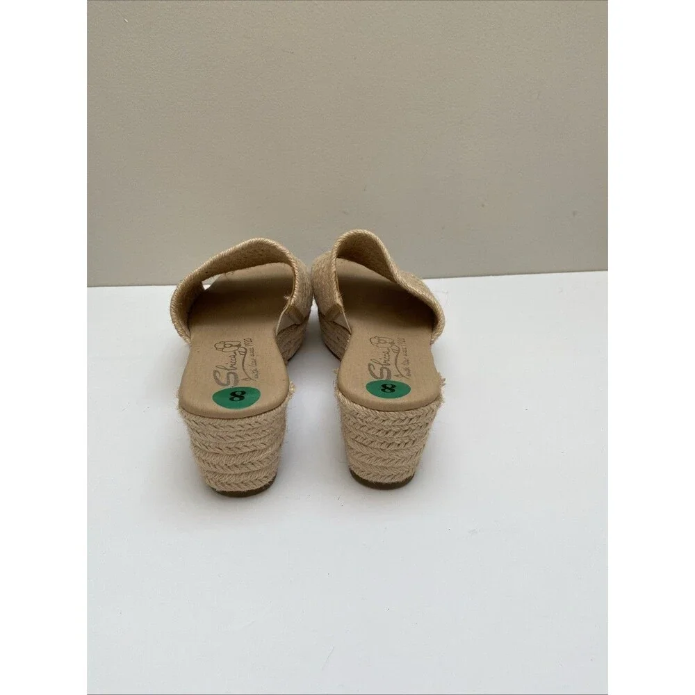 Sbicca Ballona Wedge Sandal 8 Beige Slip-On Open Toe Platform Espadrille Jute